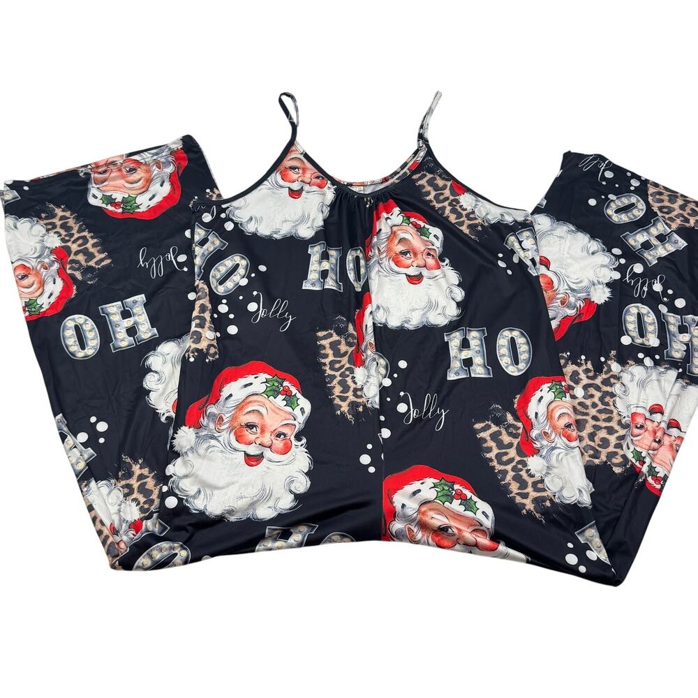 Lightweight Stretchy Comfy Santa Christmas Pull On Onesie Jumpsuit Women's XL